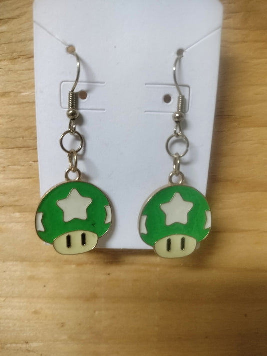 Green Mushroom Earrings